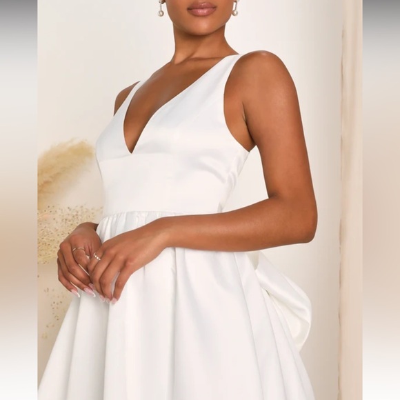 Blissfully Beloved Ivory Backless A-Line Bow Maxi Dress - Picture 3 of 10